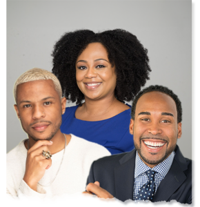 Collage featuring Black advocates in mental health: Dr. Joy Harden Bradford, Yolo Akili Robinson, and David J. Johns. These trailblazers are reshaping mental health care within the Black community, promoting access, emotional liberation, and intersectional support.